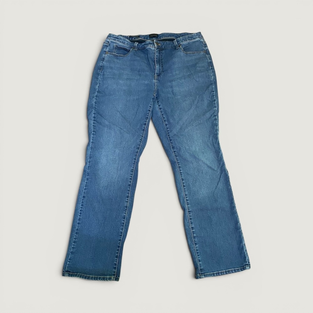 Talbots Jeans Womens 16W Blue Cotton Denim Straight Leg Curvy Workwear Stretch